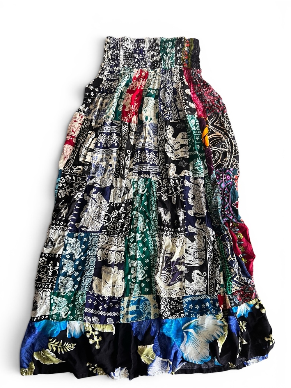Kathmandu Imports Patchwork Midi Skirt Size XS Boho Festival Hippie Pull On - Picture 2 of 8
